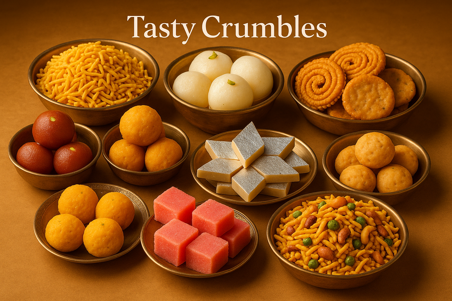 Tasty crumbles Indian sweets and namkeens