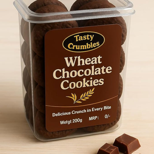 Tasty Crumbles Wheat Choclate Cookies- Eggless Cookies, Healthy snack, 200gm